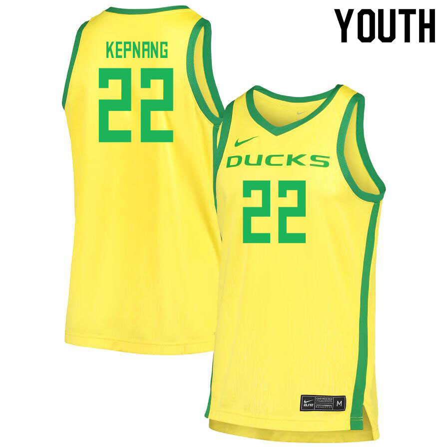 Youth # #22 Franck Kepnang Oregon Ducks College Basketball Jerseys Sale-Yellow